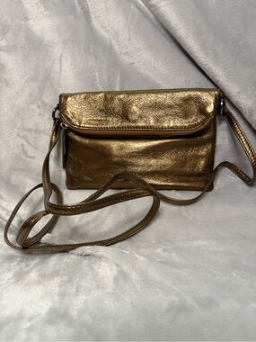 Vintage Hobo International Skyler Metallic Leather Foldover Clutch